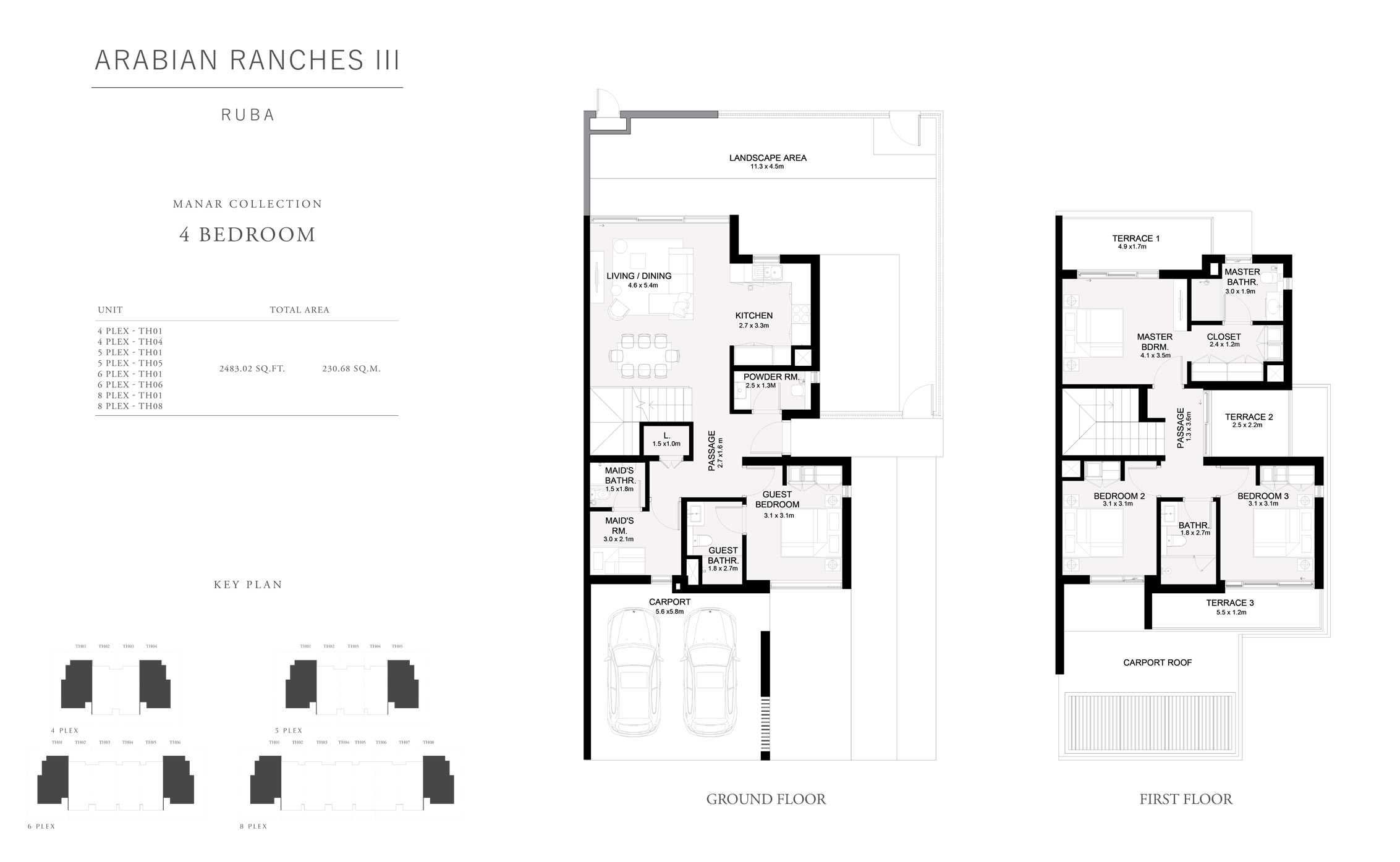 Manar Collection 4 Bedroom, Size 2483 Sq Ft